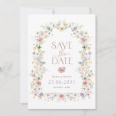 お洒落花結婚の |写真の日付の保存 案内状 (正面)
