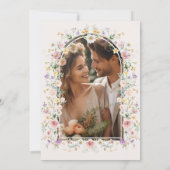 お洒落花結婚の |写真の日付の保存 案内状 (裏面)