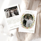 お洒落草野結婚花の写真 サンキューカード