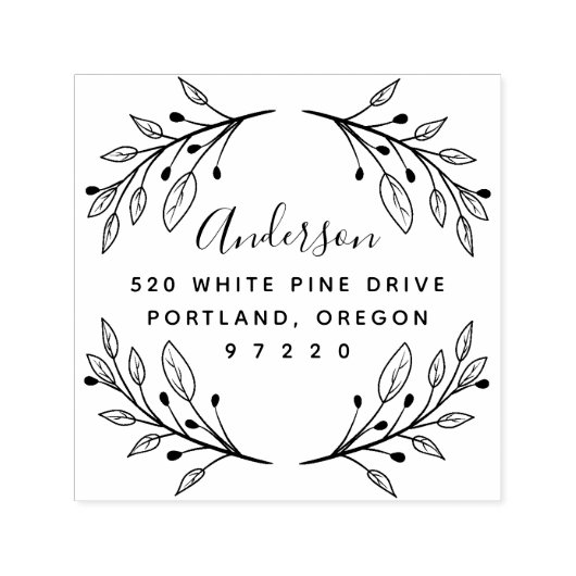 お洒落葉差出人住所 セルフインキングスタンプ (デザイン)