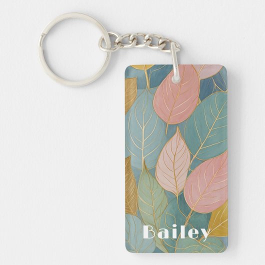 お洒落葉：パステル葉 キーホルダー (正面)