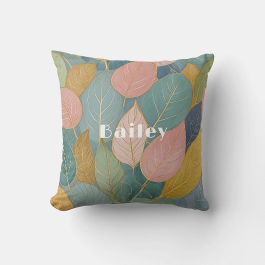 お洒落葉：パステル葉 クッション (正面)