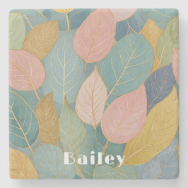 お洒落葉：パステル葉 ストーンコースター