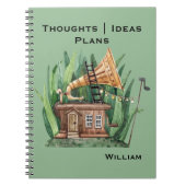 お洒落蓄音機ハウスシーグリーン6.5インチx 8.75インチ ノートブック (正面)