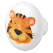 お洒落虎のネコの水色アートドアノブ セラミックノブ (右)