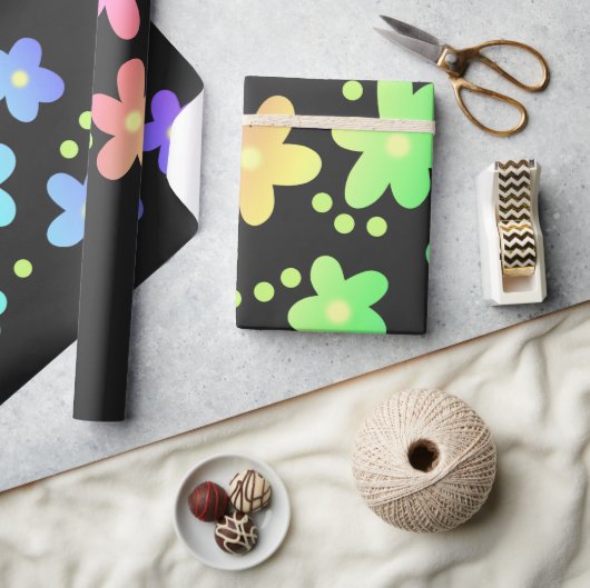 お洒落虹花 ラッピングペーパー (クラフト)