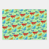 お洒落蝶パタカラフルーン水色 ラッピングペーパーシート (正面3)