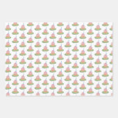 お洒落誕生日ケーキピンク可愛い女の子らしギフト ラッピングペーパーシート (正面)