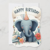 お洒落誕生日挨拶 – 愛らしい象 (裏面)