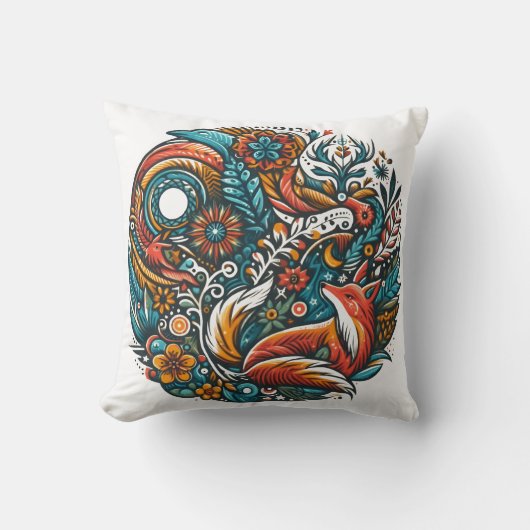 お洒落調和の木の生鮮やかき物 クッション (正面)