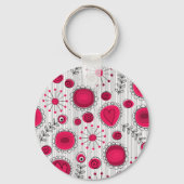 お洒落赤と白ハートフローラ キーホルダー (正面)