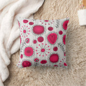 お洒落赤と白ハートフローラ クッション (ブランケット)
