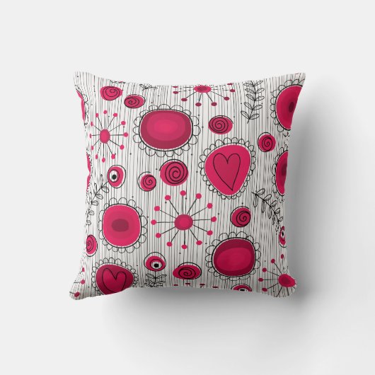 お洒落赤と白ハートフローラ クッション (裏面)