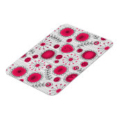 お洒落赤と白ハートフローラ マグネット (左側)