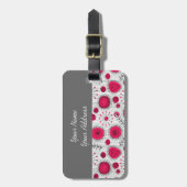 お洒落赤と白ハートフローラ ラゲッジタグ (正面縦)