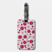 お洒落赤と白ハートフローラ ラゲッジタグ (裏面縦)