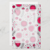 お洒落赤と白ハートフローラ 便箋 (正面/裏面)