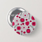 お洒落赤と白ハートフローラ 缶バッジ (正面&裏面)
