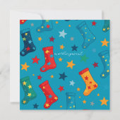 お洒落赤のクリスマスソックス交換パーティー 招待状 (裏面)