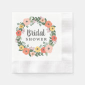 お洒落赤面サンゴフローラリースブライダルシャワー 縁ありカクテルナプキン (正面)