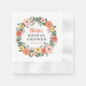 お洒落赤面サンゴフローラリースブライダルシャワー 縁ありカクテルナプキン (正面)