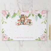 お洒落赤面ピンクフローラかわいいウッドランド動物 ペーパーパッド (インサイチュ)