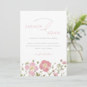 お洒落赤面ピンクワイルドフラワー結婚ズ 招待状 (スタンド正面)