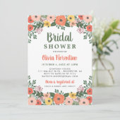 お洒落赤面及びオレンジフローラブライダルシャワー 招待状 (スタンド正面)