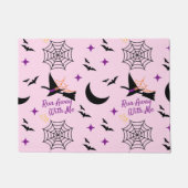 お洒落走遠くにHalloween Witch & こうもり ドアマット (正面)