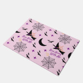 お洒落走遠くにHalloween Witch & こうもり ドアマット (アングル)