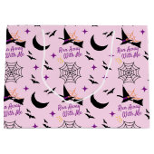 お洒落走遠くにHalloween Witch & こうもり ラージペーパーバッグ (正面)