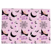 お洒落走遠くにHalloween Witch & こうもり ラージペーパーバッグ (裏面)