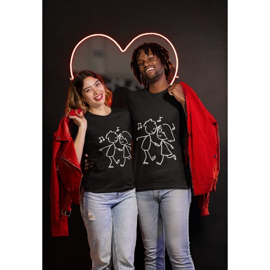お洒落踊りカップルミニマルロマンチック Tシャツ