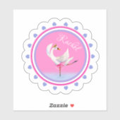 お洒落踊りバレエ白鳥ピンクパーソナライズされたク シール (シート)