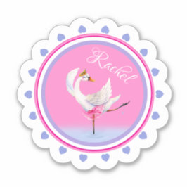 お洒落踊りバレエ白鳥ピンクパーソナライズされたク シール