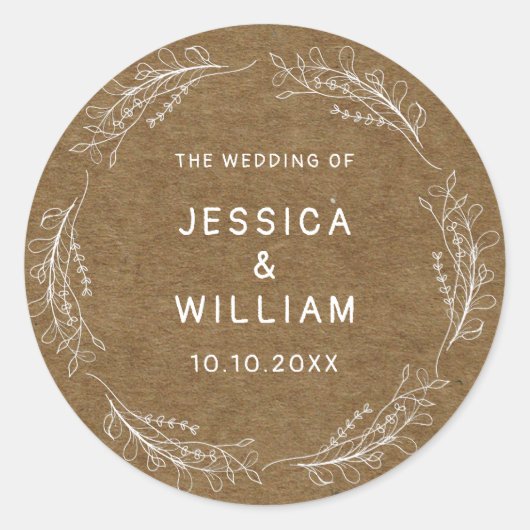 お洒落野結婚花の誕生日フェイククラフト ラウンドシール (正面)