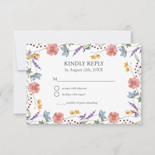 お洒落野花エレガント庭園の結婚式 出欠カード (正面)