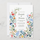 お洒落野花カラフル庭園の結婚式 招待状 (正面)