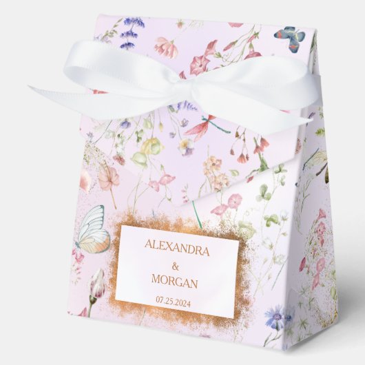 お洒落野花ピンク結婚ズ フェイバーボックス (正面)