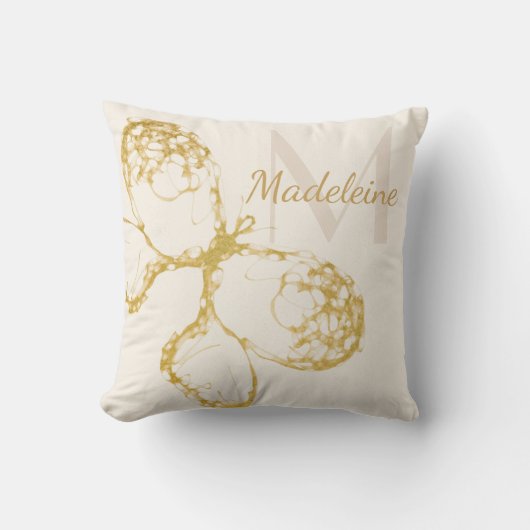 お洒落金ゴールドエレガントバタフライモノグラムボホ クッション (正面)