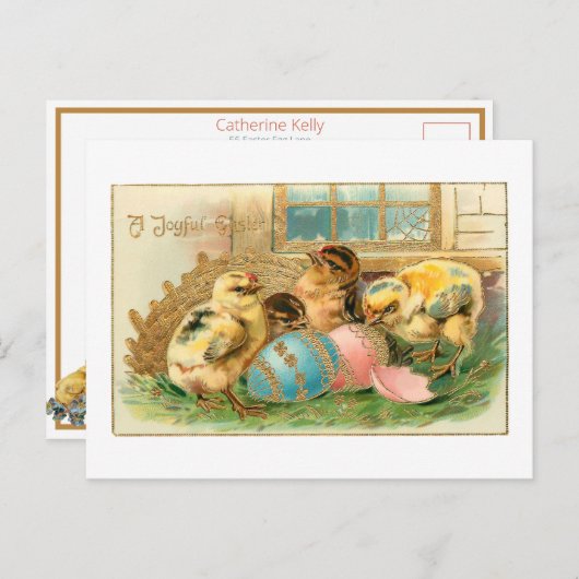 お洒落金ゴールドハイライト付きイースターチフェイクック ポストカード (正面/裏面)