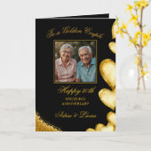 お洒落金ゴールドハート50結婚周年記念 カード (黄色い花)