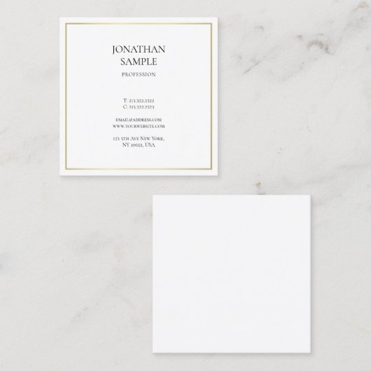 お洒落金ゴールドモダンプロフェッショナルデザインエレガント スクエア名刺 (正面/裏面)