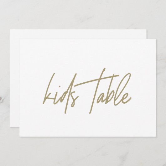お洒落金ゴールド書キッズテーブル結婚のサイン サンキューカード (正面/裏面)