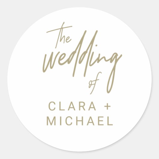 お洒落金ゴールド書結婚の封筒用シール ラウンドシール (正面)