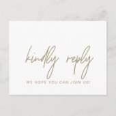 お洒落金ゴールド書道の歌のリクエストRSVP インビテーションポストカード (正面)