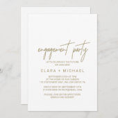 お洒落金ゴールド書道婚約パーティ 招待状 (正面/裏面)