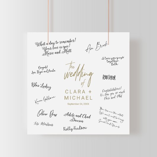 お洒落金ゴールド書道客署名ポスター ポスター