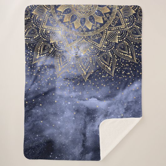 お洒落金ゴールド紙吹雪デザイン シェルパブランケット (正面)