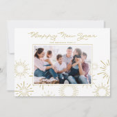 お洒落金ゴールド花火ハッピーニューイヤー写真 シーズンカード (正面)